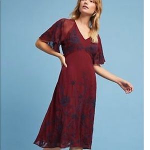 Anthropologie Maeve Francoise Embroidered Dress SZ 0